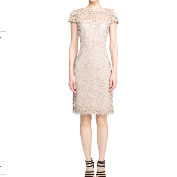 Tadashi Shoji Corded Embroidery on Tulle Cap Sleeve Dress - Size 14 EUC - Picture 6 of 7